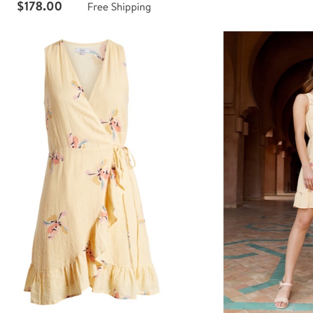 Rails yellow Sleeveless Ruffle Wrap Dress
